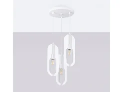 Sollux Lighting Lámparas colgantes Synexus moderno de acero - 3 fuentes luminosas 3000K - L.43 x A.130 cm - Blanco