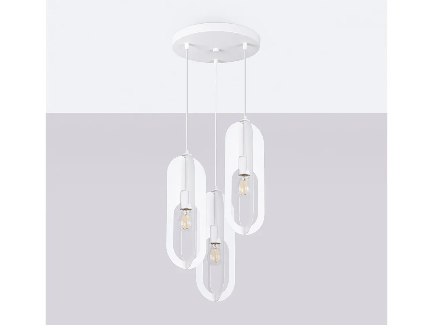 Sollux Lighting Lámparas colgantes Synexus moderno de acero - 3 fuentes luminosas 3000K - L.43 x A.130 cm - Blanco