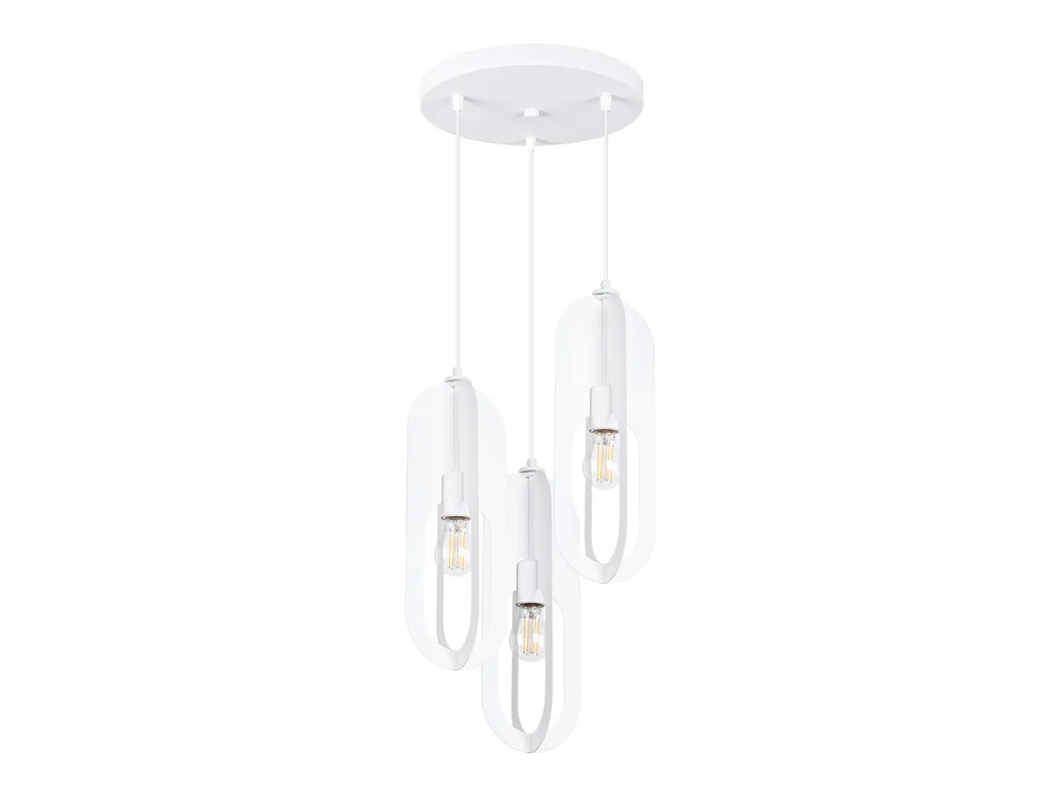 Sollux Lighting Lámparas colgantes Synexus moderno de acero - 3 fuentes luminosas 3000K - L.43 x A.130 cm - Blanco