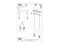 Best Sollux Lighting Lámparas colgantes Toris moderno de acero - 2 fuentes luminosas 3000K - L.30 x A.90 cm - Negro