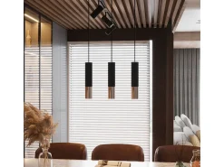 Best Sollux Lighting Lámparas colgantes Zarpex moderno de acero - 3 fuentes luminosas 4000K - L.45 x A.90 cm - /cobre Negro