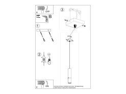 Best Sollux Lighting Lámparas colgantes Zarpex moderno de acero - 1 fuentes luminosas 3000K - L.8 x A.100 cm - /cromo Negro