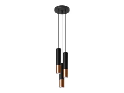 Best Sollux Lighting Lámparas colgantes Zarpex moderno de acero - 3 fuentes luminosas 4000K - L.20 x A.90 cm - /cobre Negro