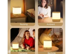 Sale NETTLIFE Lámparas de mesa LED , paquete de 2, con batería recargable de 1800 mAh, regulables táctilmente, 3000-6500K USB 3 temperaturas de color Dorado