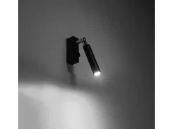 Best Sollux Lighting Lámparas de pared Astix moderno de aluminio - 1 fuentes luminosas 4000K - L.3 x A.20 cm - Negro