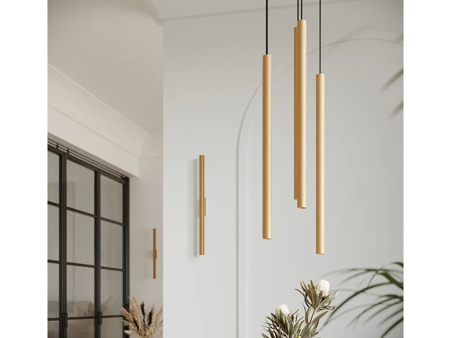 Sollux Lighting Lámparas de pared Brill moderno de acero - 2 fuentes luminosas 4000K - L.2,5 x A.50 cm - Dorado