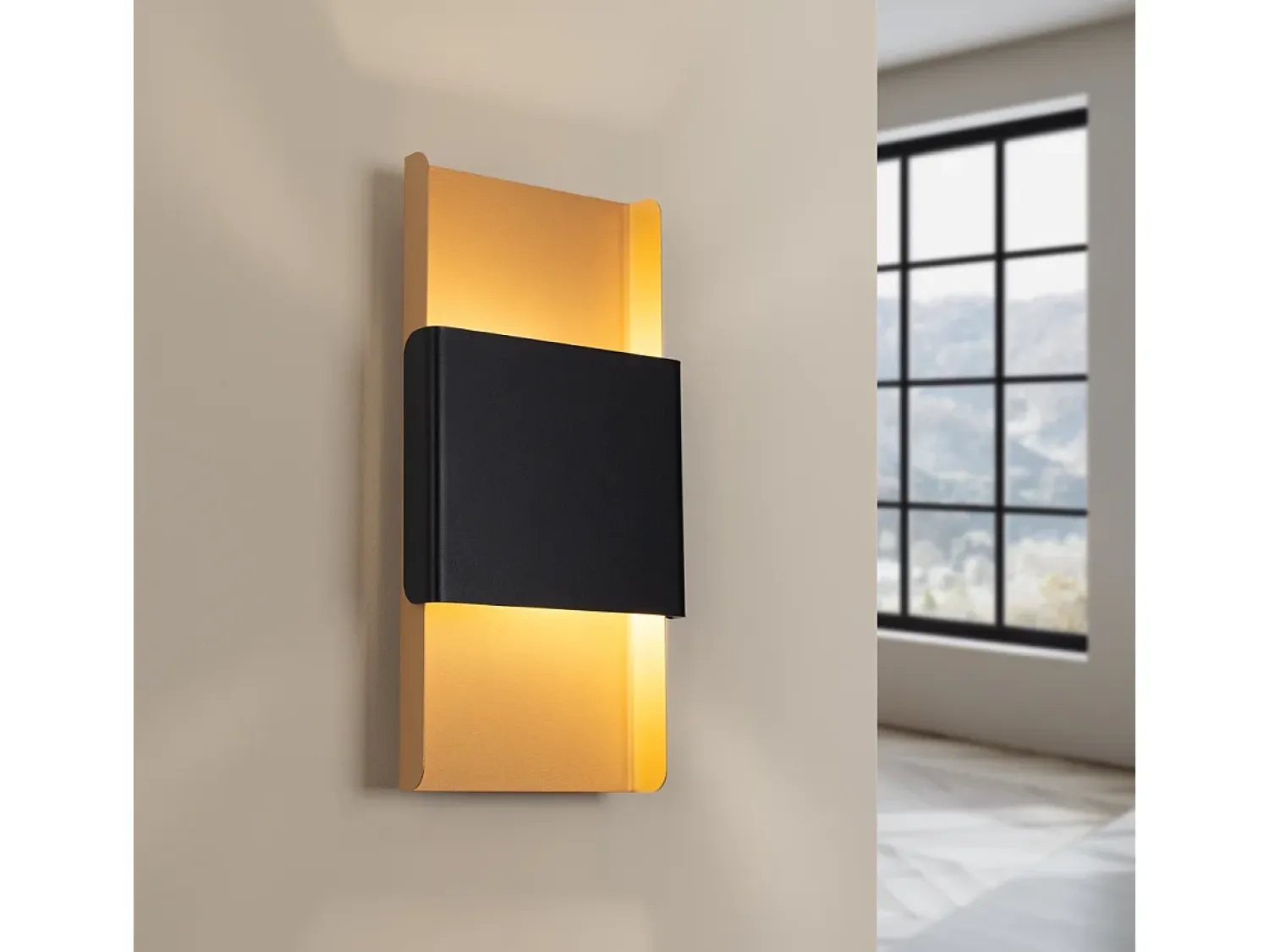 Sollux Lighting Aplique Para Pared^Lámparas De Pared Durlin Moderno De Acero - 2 Fuentes Luminosas - L.20 X A.40 Cm - Oro/Negro Negro / Dorado