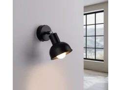 Sale Sollux Lighting Lámparas De Pared Elba Desván De Acero - 1 Fuentes Luminosas - L.19 X A.17 Cm - Negro