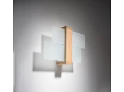 Sollux Lighting Lámparas de pared Ignis escandinavo de madera/vidrio - 1 fuentes luminosas 3000K - L.43 x A.30 cm - madera natural Color natural claro