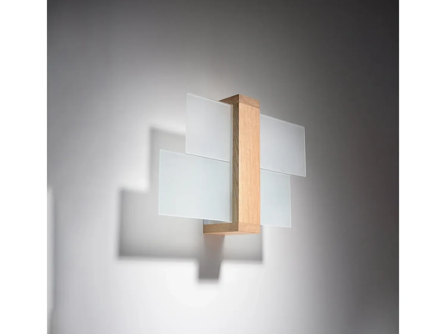 Sollux Lighting Lámparas de pared Ignis escandinavo de madera/vidrio - 1 fuentes luminosas 3000K - L.43 x A.30 cm - madera natural Color natural claro