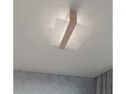 Sollux Lighting Lámparas de pared Ignis escandinavo de madera/vidrio - 1 fuentes luminosas 3000K - L.43 x A.30 cm - madera natural Color natural claro