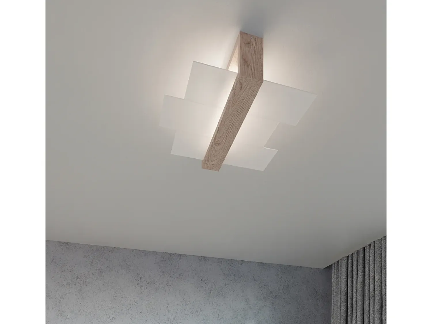 Sollux Lighting Lámparas de pared Ignis escandinavo de madera/vidrio - 1 fuentes luminosas 3000K - L.43 x A.30 cm - madera natural Color natural claro