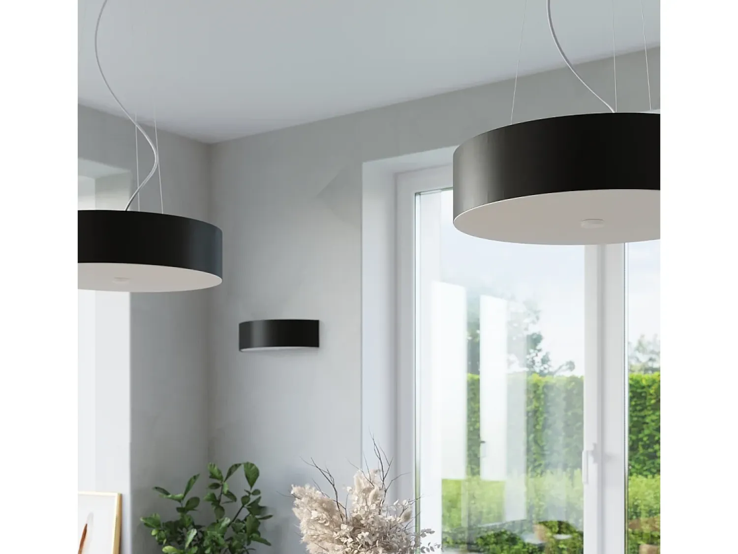 Sollux Lighting Aplique Para Pared^Lámparas de pared Kalmaris minimalista de tela/vidrio/acero - 2 fuentes luminosas 3000K - L.45 x A.12 cm - Negro