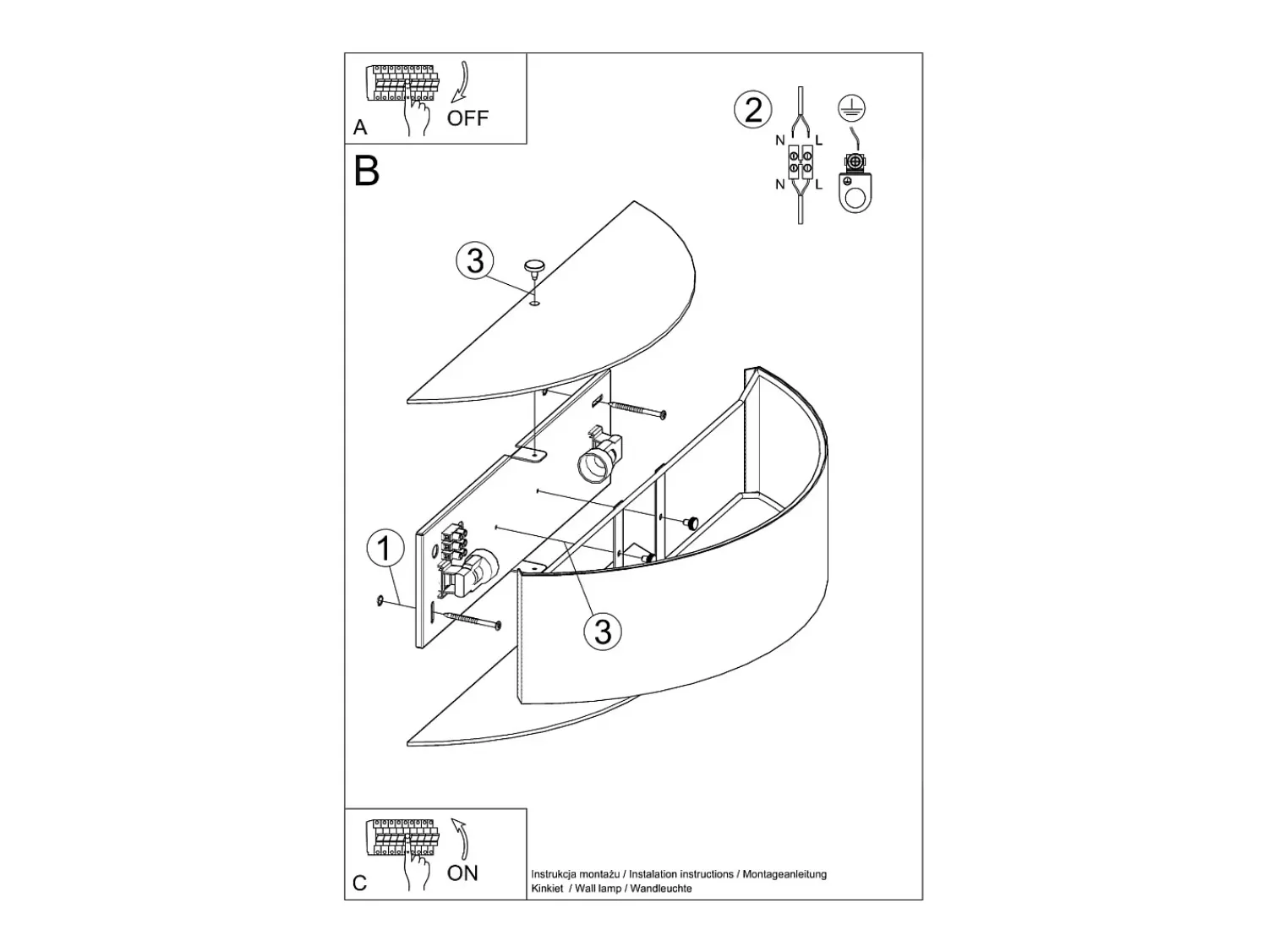 Sollux Lighting Aplique Para Pared^Lámparas de pared Kalmaris minimalista de tela/vidrio/acero - 2 fuentes luminosas 3000K - L.45 x A.12 cm - Negro