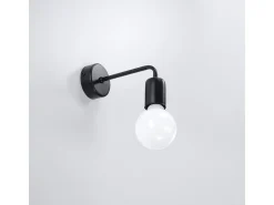 Sollux Lighting Aplique Para Pared^Lámparas de pared Luxra desván de acero - 1 fuentes luminosas 3000K - L.8 x A.8 cm - Negro
