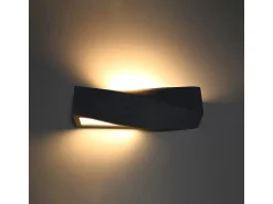 Sollux Lighting Aplique Para Pared^Lámparas de pared Sigmonix moderno de cerámica/vidrio - 1 fuentes luminosas 4000K - L.42 x A.14 cm - Negro