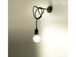 Sollux Lighting Aplique Para Pared^Lámparas de pared Speis desván de tela/acero - 1 fuentes luminosas 4000K - L.8 x A.100 cm - Negro