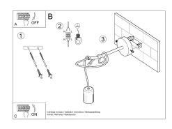 Sollux Lighting Aplique Para Pared^Lámparas de pared Speis desván de tela/acero - 1 fuentes luminosas 3000K - L.8 x A.100 cm - Negro