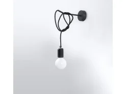 Sollux Lighting Aplique Para Pared^Lámparas de pared Speis desván de tela/acero - 1 fuentes luminosas 3000K - L.8 x A.100 cm - Negro