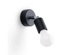 Sollux Lighting Aplique Para Pared^Lámparas de pared Synfex minimalista de acero - 1 fuentes luminosas 4000K - L.8 x A.14 cm - Negro