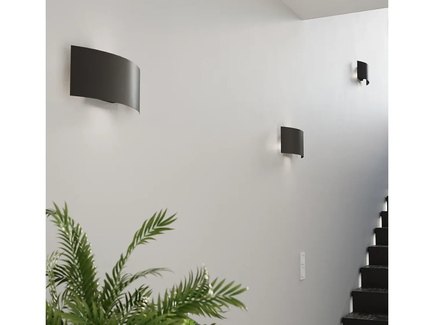 Sollux Lighting Aplique Para Pared^Lámparas de pared Terrium moderno de acero - 2 fuentes luminosas 3000K - L.34 x A.14 cm - Negro