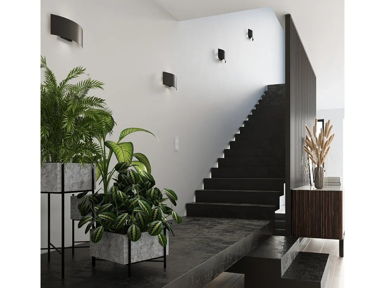 Sollux Lighting Aplique Para Pared^Lámparas de pared Terrium moderno de acero - 2 fuentes luminosas 3000K - L.34 x A.14 cm - Negro