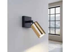 Sollux Lighting Aplique Para Pared^Lámparas De Pared Winx Moderno De Acero - 1 Fuentes Luminosas - L.8 X A.18,5 Cm - Oro Negro Negro / Dorado