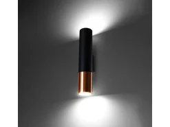 Sollux Lighting Aplique Para Pared^Lámparas de pared Zarpex moderno de acero - 2 fuentes luminosas 4000K - L.6 x A.29 cm - /cobre Negro