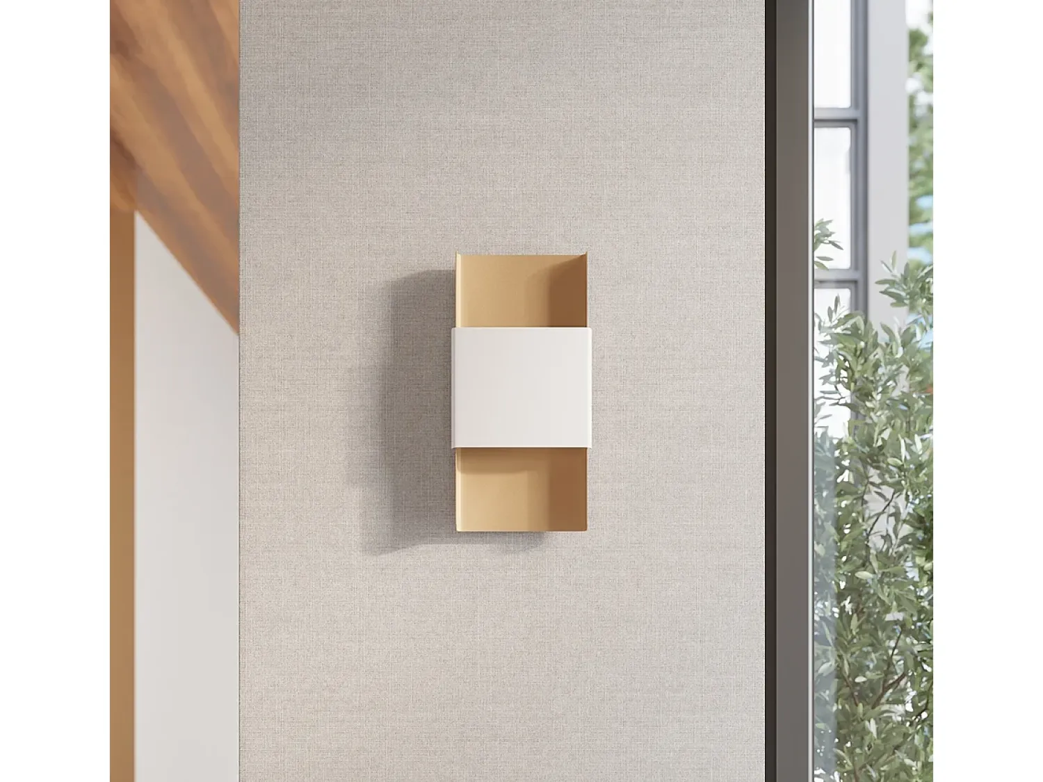 Sollux Lighting Lámparas de pared Zelfon moderno de acero - 2 fuentes luminosas 3000K - L.20 x A.40 cm - oro/blanco Dorado