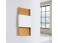 Sollux Lighting Lámparas de pared Zelfon moderno de acero - 2 fuentes luminosas 3000K - L.20 x A.40 cm - oro/blanco Dorado