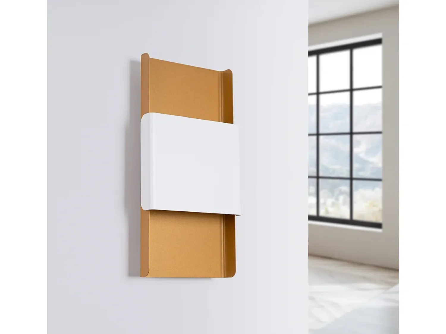 Sollux Lighting Lámparas de pared Zelfon moderno de acero - 2 fuentes luminosas 3000K - L.20 x A.40 cm - oro/blanco Dorado