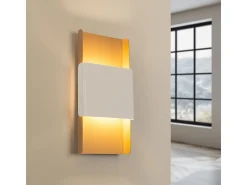 Sollux Lighting Lámparas de pared Zelfon moderno de acero - 2 fuentes luminosas 3000K - L.20 x A.40 cm - oro/blanco Dorado