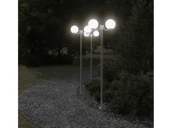 Lámparas de pie para exterior de 3 piezas color plata 215 cm acero inoxidable Plata 02_0042558