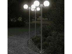 Lámparas de pie para exterior de 3 piezas color plata 215 cm acero inoxidable Plata 02_0042558