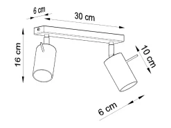 Best Sollux Lighting Lámparas de techo Briix moderno de acero - 2 fuentes luminosas 3000K - L.30 x A.16 cm - cromo Gris