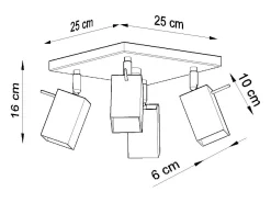Best Sollux Lighting Lámparas de techo Briow moderno de acero - 4 fuentes luminosas 4000K - L.25 x A.16 cm - Blanco