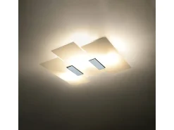 Best Sollux Lighting Lámparas de techo Fabulario moderno de acero/vidrio - 3 fuentes luminosas 4000K - L.40 x A.7 cm - cromo/blanco Gris