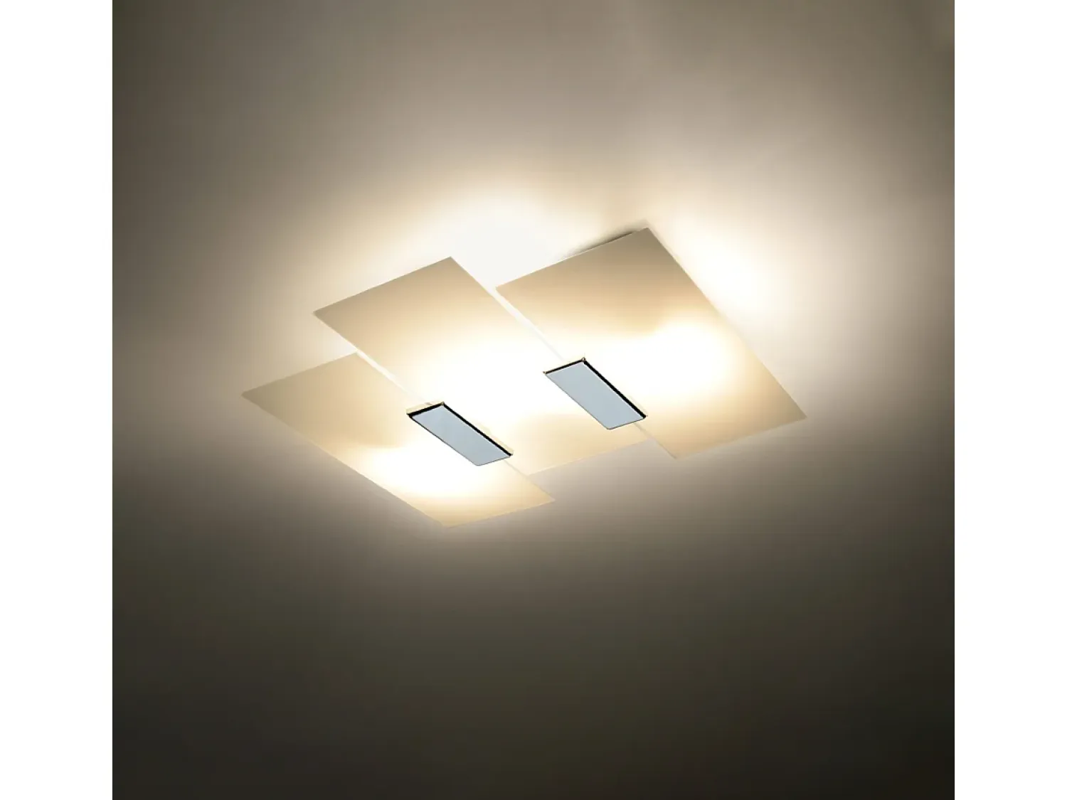Best Sollux Lighting Lámparas de techo Fabulario moderno de acero/vidrio - 3 fuentes luminosas 4000K - L.40 x A.7 cm - cromo/blanco Gris
