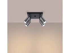 Best Sollux Lighting Lámparas de techo Glois moderno de acero - 4 fuentes luminosas 4000K - L.25 x A.19 cm - /cromo Negro