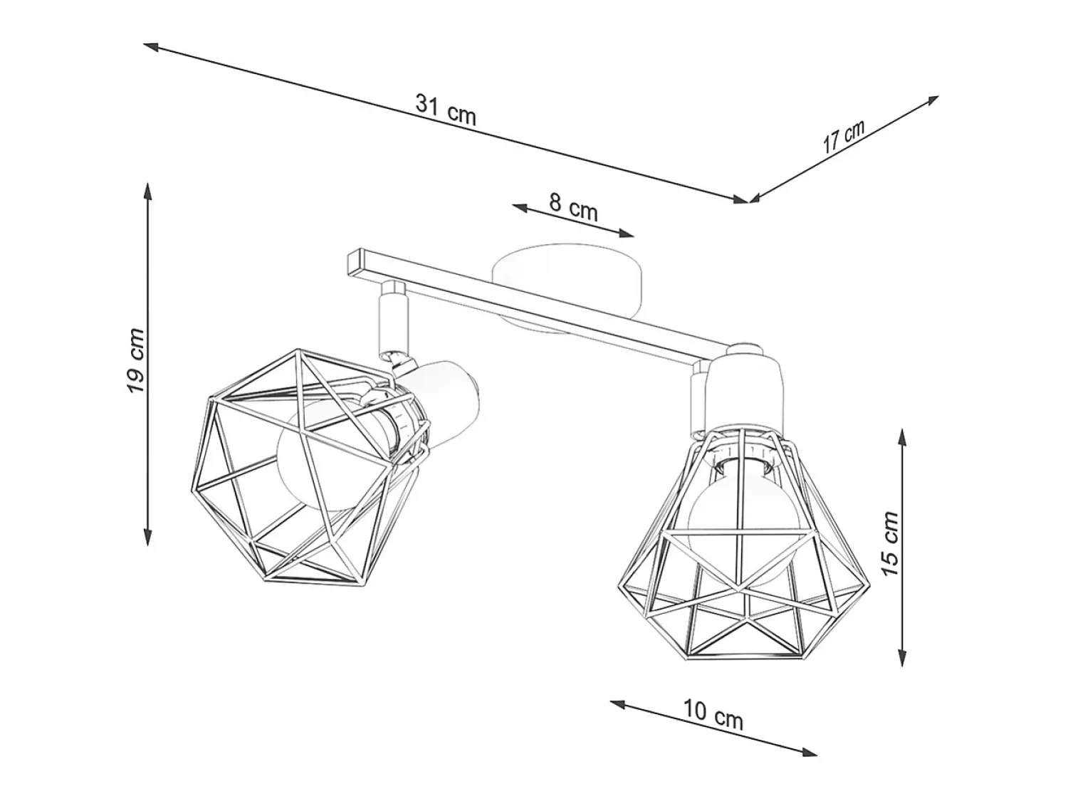 Best Sollux Lighting Lámparas de techo Lunova moderno de acero - 2 fuentes luminosas 4000K - L.31 x A.19 cm - Blanco