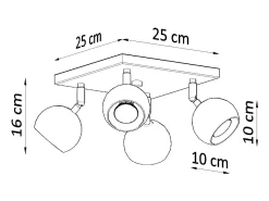 Sollux Lighting Plafón^Lámparas de techo Rayis moderno de acero - 4 fuentes luminosas 4000K - L.25 x A.16 cm - Blanco
