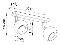 Sollux Lighting Plafón^Lámparas de techo Rayis moderno de acero - 2 fuentes luminosas 4000K - L.30 x A.16 cm - Negro