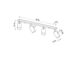 Best Sollux Lighting Lámparas De Techo Ring Moderno De Acero - 4 Fuentes Luminosas - L.80 X A.16 Cm - Cromo Gris