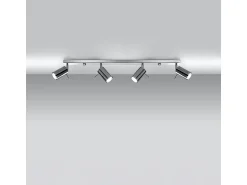 Best Sollux Lighting Lámparas De Techo Ring Moderno De Acero - 4 Fuentes Luminosas - L.80 X A.16 Cm - Cromo Gris