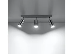 Sollux Lighting Plafón^Lámparas De Techo Ring Moderno De Acero - 3 Fuentes Luminosas - L.45 X A.16 Cm - Cromo Gris
