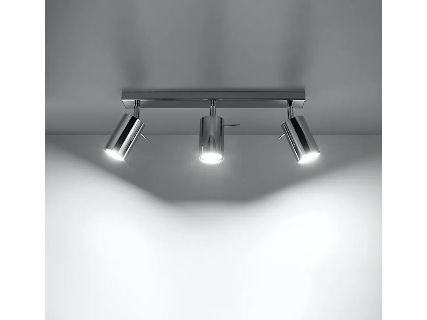 Sollux Lighting Plafón^Lámparas De Techo Ring Moderno De Acero - 3 Fuentes Luminosas - L.45 X A.16 Cm - Cromo Gris
