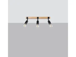Sollux Lighting Plafón^Lámparas de techo Shad moderno de acero/madera - 3 fuentes luminosas 3000K - L.53 x A.14 cm - madera negra Negro
