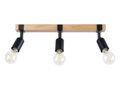 Sollux Lighting Plafón^Lámparas de techo Shad moderno de acero/madera - 3 fuentes luminosas 3000K - L.53 x A.14 cm - madera negra Negro