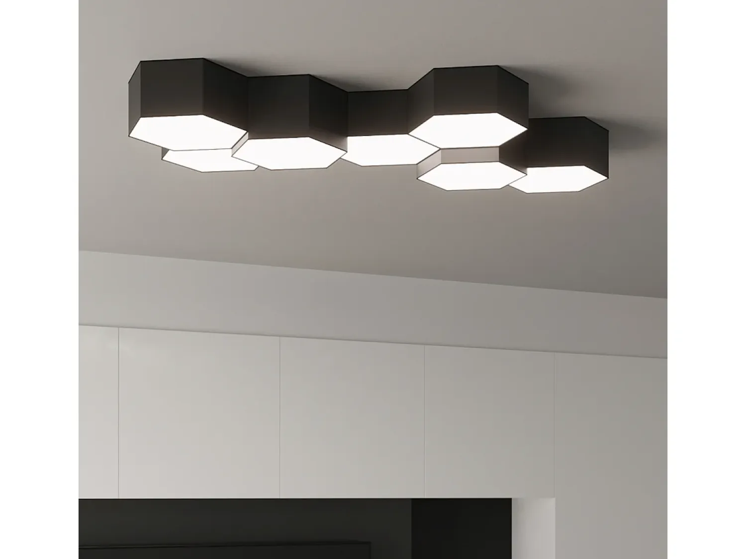 Sollux Lighting Plafón^Lámparas de techo Solinia moderno de CLORURO DE POLIVINILO - 2 fuentes luminosas 4000K - L.30,5 x A.13,5 cm - Negro
