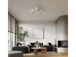 Sollux Lighting Plafón^Lámparas de techo Straylon escandinavo de tela/madera/acero - 1 fuentes luminosas 3000K - L.35 x A.20 cm - /marrón claro Blanco